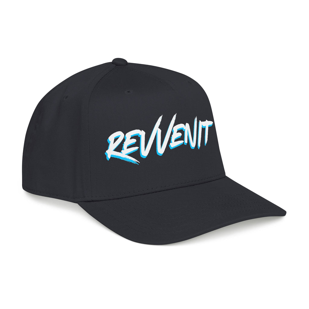 Revvenit Script Baseball Cap — Retro Cyan Outline Hat