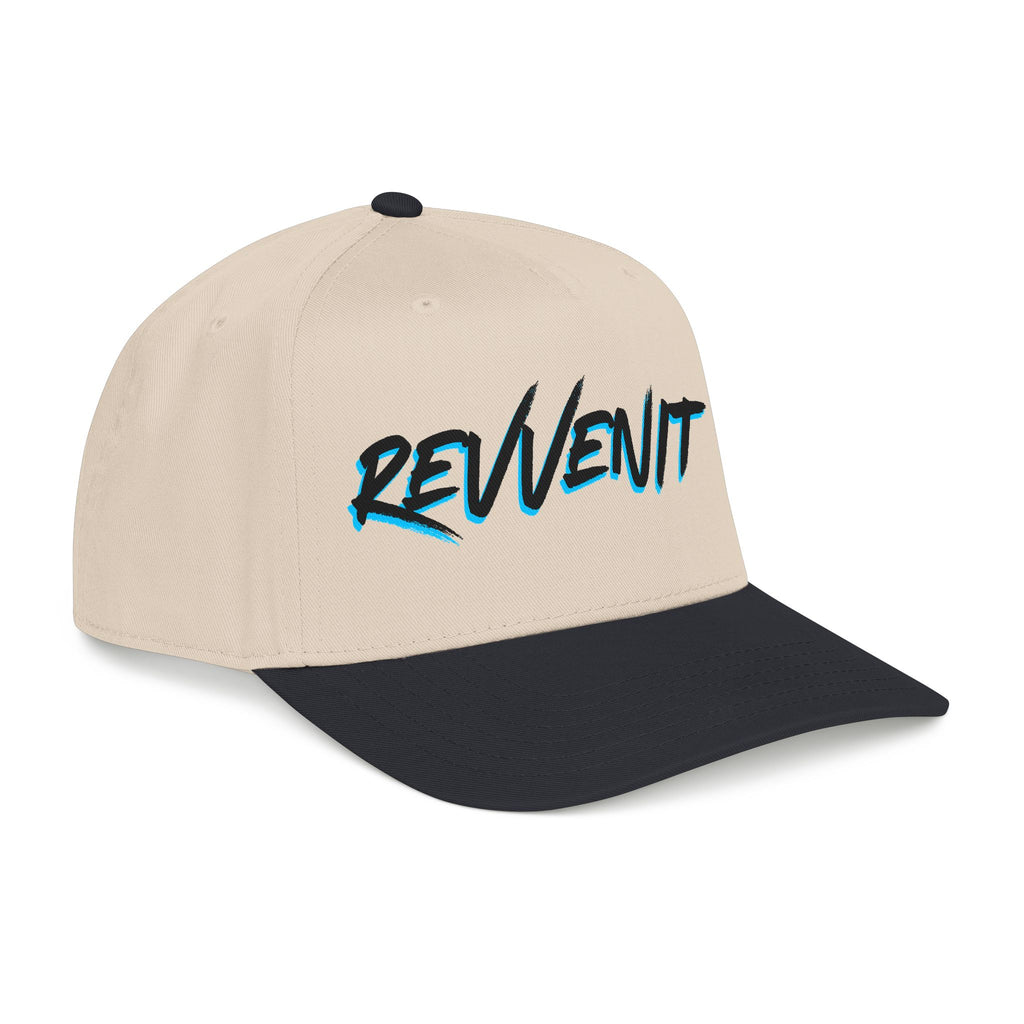 Revvenit Script Baseball Cap — Retro Cyan Outline Hat