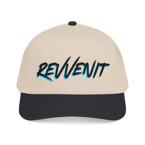 Revvenit Script Baseball Cap — Retro Cyan Outline Hat